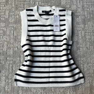 French Connections Sleeveless Sweater Vest - Navy & White